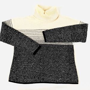 ATHLETA striped wool knit cowlneck sweater